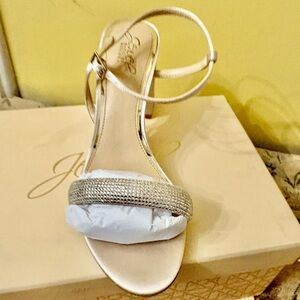 Jewel by Badgley Mischka Metallic Gold Rhinestone Strap Sandal